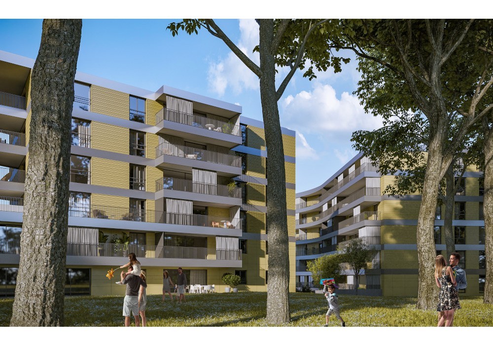 Rendu 3D - Façade Sud-Est de l'immeuble C2